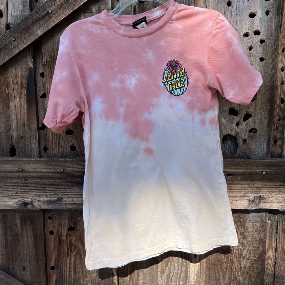 Santa Cruz Shirt Pink Tie Dye Logo Casual Skater Skating Cotton Small